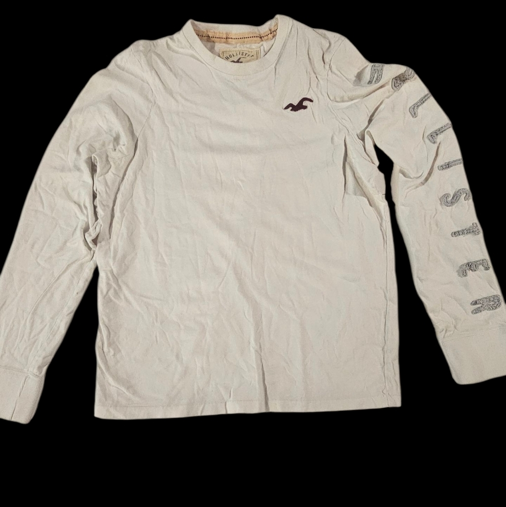 Hollister Cream Long Sleeve Tee with Logo